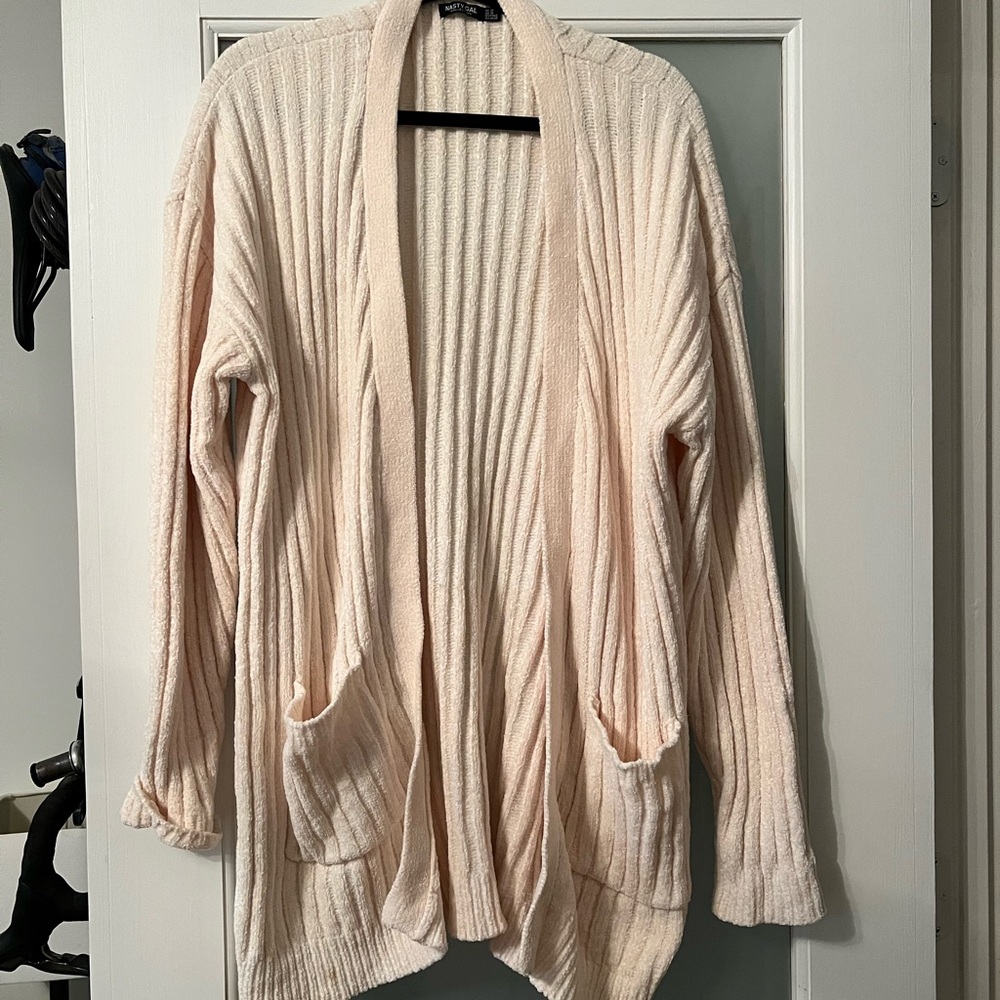 Nasty Gal Cream Ribbed Sweater